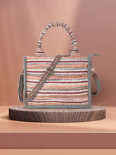 Geomat Jacquard Cotton Canvas Striped Self Design Handheld Bag
