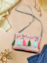 Boho Cotton Canvas Floral Embroidered Sling Bag