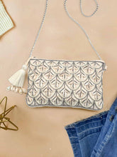 Boho Cotton Canvas Seashell Embellished Sling Bag