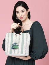 Boho Striped Jacquard Cotton Acrylic Handheld Bag
