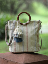 Boho Cotton Striped Jacquard Handheld Bag