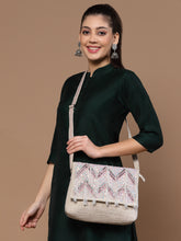 Kooky Boho Chevron Embellished Handloom Cotton Canvas Sling Bag