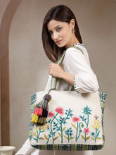 Kooky Jacquard Boho Floral Embroidered Tote Bag