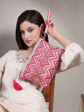 Boho Cotton Chevron Beaded Sling Bag