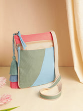 Hue Cotton Canvas Colourblocked Sling Bag