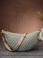 Drift Sage Green Polyester Chevron Quilted Crossbody Bag