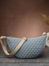 Drift Dusty Blue Polyester Chevron Quilted Crossbody Bag