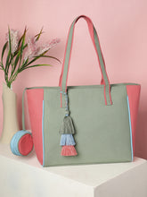 Hue Cotton Canvas Colourblocked Tote Bag