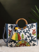Tribal Sutra Canvas Floral Embroidered Handheld Bag