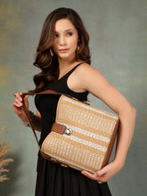 Anekaant Earth Knots Brown Jute Striped Handheld Bag