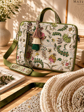 Anekaant Petal Posh Ivory & Olive Floral Jacquard Laptop Bag (Upto 16")