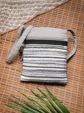 Anekaant Lines & Loops Grey Acrylic Striped Sling Bag