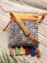 Anekaant Lines & Loops Mustard Acrylic Geometric Sling Bag