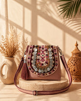 Tribal Sutra Dusty Pink Boho Canvas Sling Bag