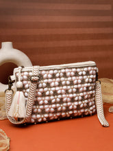 Anekaant Petal Posh Blush Pink & Off White Beaded Cotton Jacquard Sling Bag