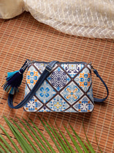 Anekaant Tile Trip Navy Canvas Geometric Printed Sling Bag