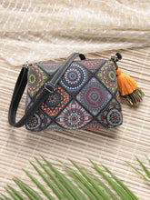 Anekaant Tile Trip Black Canvas Geometric Printed Sling Bag