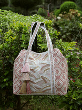 Anekaant Folklore Edit Blush Pink & Gold Abstract Beaded Jacquard Hobo Bag