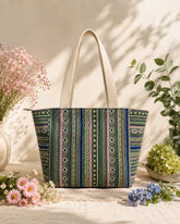 Earth Edit Green & Multi Ethnic Cotton Tote Bag