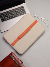 Drift Beige & Rust Polyester Colorblocked Laptop Sleeve (Upto 14")