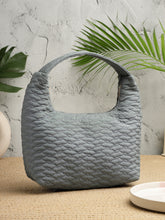 Drift Dusty Blue Polyester Wave Quilted Handheld bag