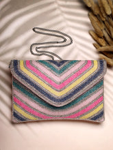 Kooky Striped Embellished Satin Sling Bag