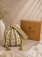 Dangle Striped Embellished Dangle Potli with signature gift box | Designer Haldi Function Gift Bags