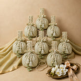 Droop Ditsy Embroidered Wedding Favor Potli Set of 10 | Designer Shagun Gift Potli Bags