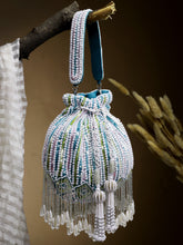 Droop Striped Embellished Velvet Potli