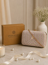 Gilded Gleam Concentric Teardrop Designer Clutch with signature gift box | Wedding & Festive Gift for Women