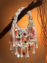 Tipify Mirror Work Embellished Velvet Purse