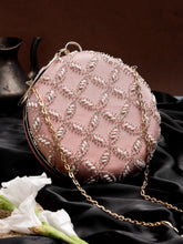 Anekaant Glided Gleam Pink Net Diamond Embellished Clutch