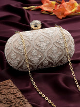 Anekaant Woven Reverie Lilac Faux Silk Floral Vine Embroidered Clutch