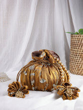 Anekaant Jashn Edit Copper Faux Silk Floral Embellished Potli