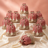 Jashn Edit Floral Jacquard Wedding Favor Potli Set of 10 | Mehendi, Haldi & Wedding Return Gifts
