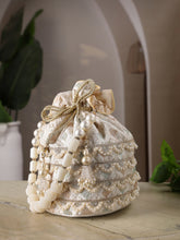 Jashn Edit Ivory Faux Silk Scallop Embellised Potli