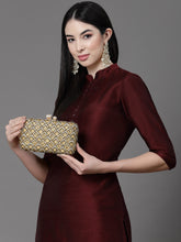 Adorn Diamond Embellished Faux Silk Clutch