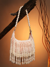 Droop Pearl Embellished Velvet Clutch