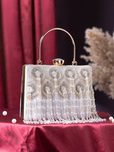 Crystal Cascade Beaded Velvet Clutch
