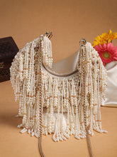 Fringe Flirt Faux Silk Clustered Beadwork Clutch