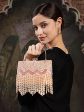 Crystal Cascade Velvet Chevron Embellished Clutch