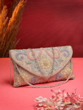 Adorn Floral Embellished Faux Silk Clutch