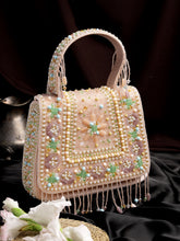 Anekaant Blush & Bead Pink Satin Concentric Beadwork Embellished Clutch