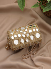 Anekaant Tipify Metallic Gold Geometric Mirror Embellished Clutch