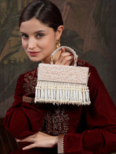 Crystal Cascade Suede Beadwork Clutch