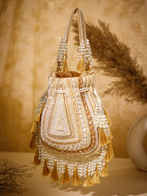 Dewdrop Fringe Embellished Velvet Potli