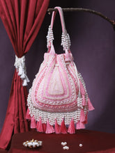 Dewdrop Fringe Embellished Velvet Potli