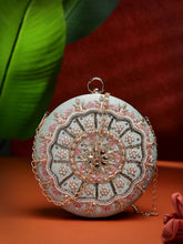 Adorn Floral Embellished Faux Silk Clutch