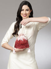 Dangle Bead Work Embellished Satin Potli