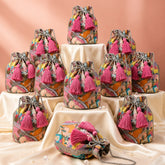 Beaded Muse Abstract Embellished Wedding Favor Potli Set of 10 | Designer Potli Bags for Bridesmaids
